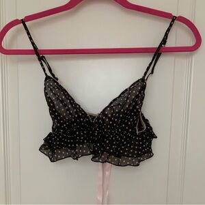 NWT Victoria's Secret Black and Pink Polka Dot Babydoll